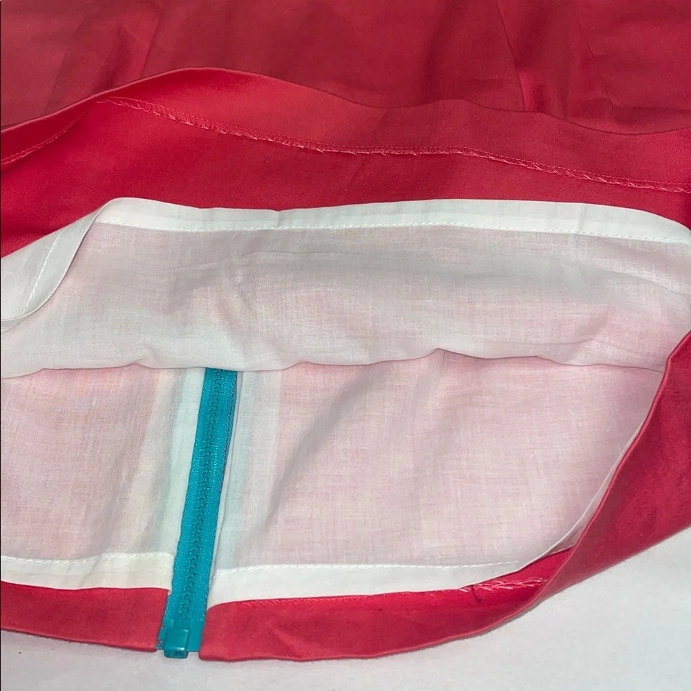 Emma Graham Pink Mini‎ Skirt w Teal Full Back Zipper.  Front Pockets.  Sz Medium